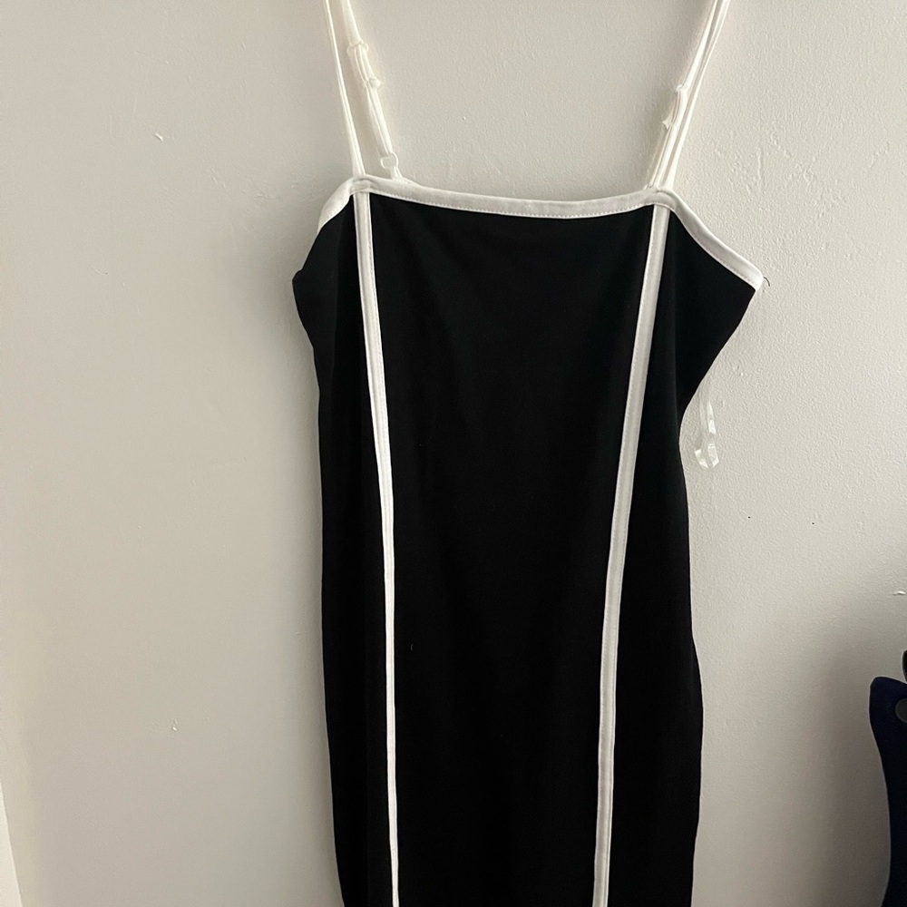 Heart Hips Black Strapless Dress with White Trim